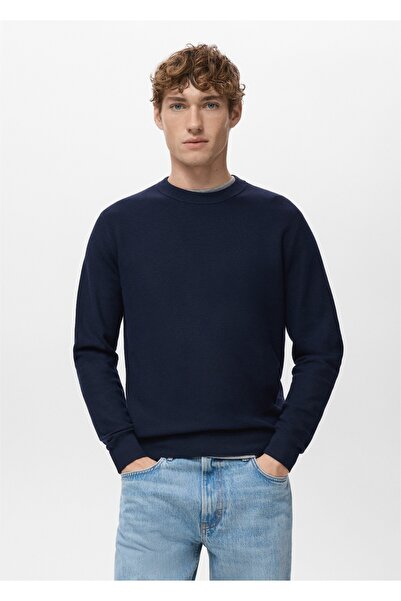 MANGO Man Mikro yapılı pamuklu triko kazak