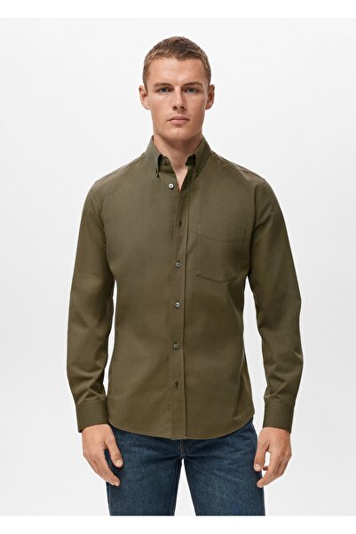 MANGO Man %100 pamuklu regular kesim cepli gömlek