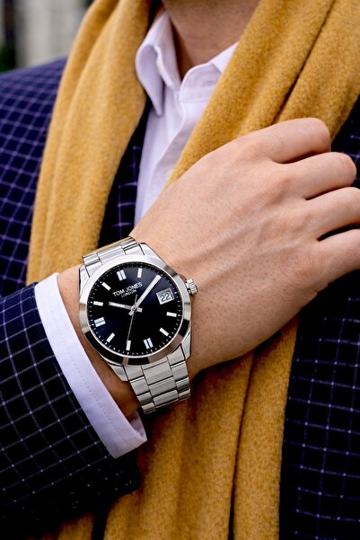 Tom Jones Çelik Spor Şık Saat Yeni Model Erkek Kol Saat Ve Bileklik Hediyeli