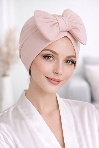 BUTİK AYVİTRİN حجاب نسائي بفيونكة على الوجهين من نوع السلمون