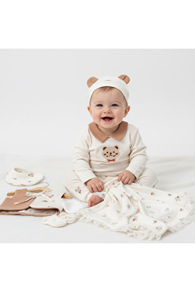 MİLAYS LİFE HOME COLLECTİON 10 Pieces Muslin Fabric Baby Boy Set with Glasses...