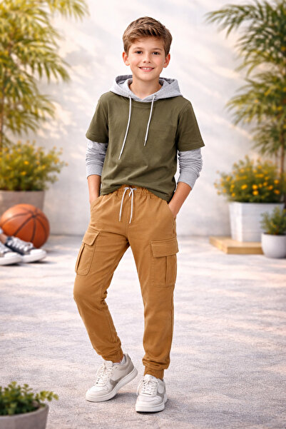 kahkaha kids Αθλητικό παντελόνι για αγόρια με τσέπες cargo, τύπου jogger, casual