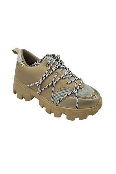 A&H Adidași damă AH 39, bej și gri, material textil și piele ecologică