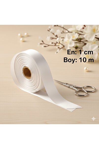 serap çiçekçilik Beyaz Saten Kurdela 1 Cm. 10metre Beyaz Saten Kurdele Şerit ...