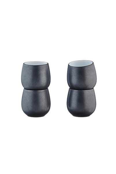 BJORN Set de 4 căni de cafea/latte, Gourmet Onyx, ceramică, design negru mat,...