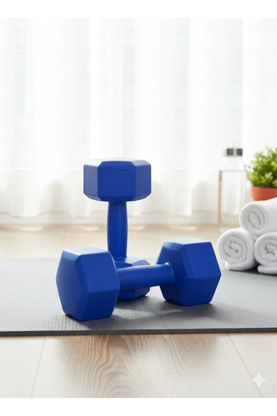 TRİTEX 2 Kg X 2 Adet Köşeli Mavi Plastik Dambıl Ağırlık Seti