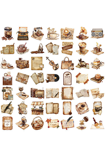 Choice 50 قطعة أو 50/100 قطعة من ملصقات المقاهي الشفافة ذات الطابع القديم، مق...