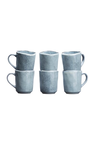 BJORN Set de 6 căni de cafea, CLOUD Storm, ceramică glazurată, 400ml, albastră