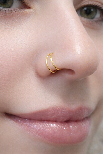 Sacce Scarves&Accessories Gold Renk İki Sıralı Halka Hızma Gold Kaplama Gümüş...