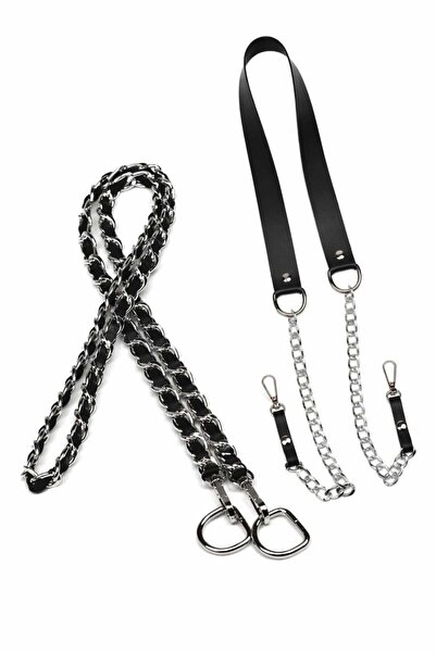 Nildenhobim Set de curele pentru geantă cu lanț de culoare argintie Model sim...