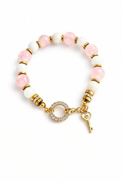 Gift Selections Gerçek Doğaltaş Pembe Kuvars 10 mm , Ay Taşı  , Hematit Koruy...