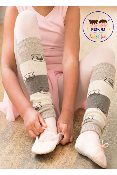 FENRA STUDIO Бежово-сиви детски чорапи с мече и дъга
