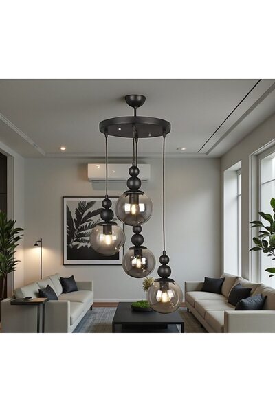 OSC HOME Spor Siyah Avize 4lü Füme Cam