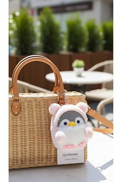 Şirin 11cm Sevimli Peluş Penguen Anahtarlık Tavşan Kostümlü - Çanta ve Anahta...
