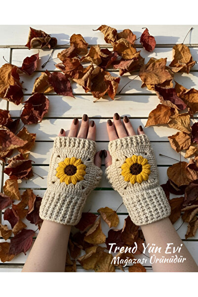 TrendYünEvi El Örgüsü Parmaksız Kadın Eldiveni (Coton)