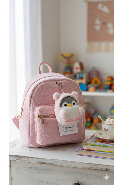 Şirin 11cm Sevimli Peluş Penguen Anahtarlık Tavşan Kostümlü - Çanta ve Anahta...