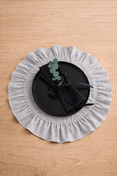 KaiHome Moonlit Dak Keten Gri Yuvarlak Fırfırlı Keten Supla / Amerikan Servis...