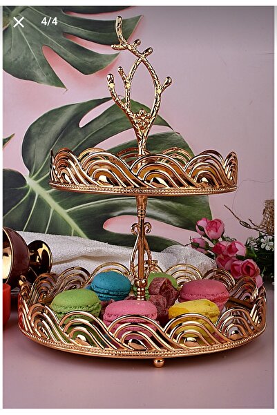 Genel Markalar Lüx Iki Katlı Gold Kurabiyelik Sunumluk Ikramlık