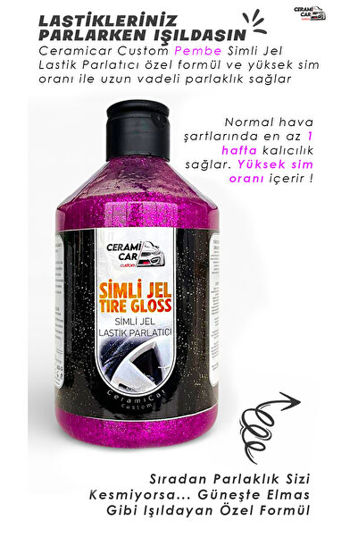 Ceramicar Custom Pembe Simli Jel Lastik Parlatıcı + Hediye Uygulama Süngeri -...