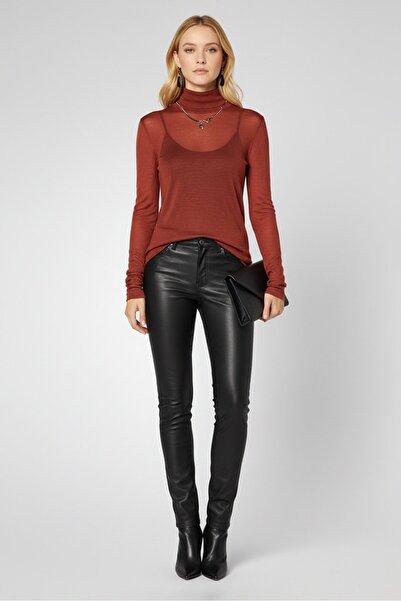 Diesel Women High Neck Textured Sweaters, Brown