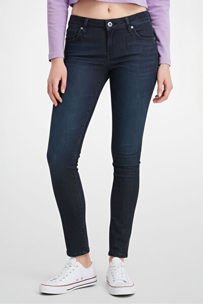 Calvin Klein Jeans بنطلون جينز نسائي ضيق بخمسة جيوب، أزرق داكن