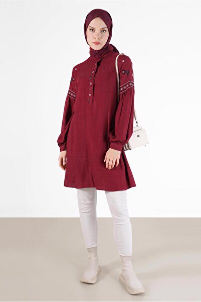 TRENDTESETTÜR Red Embroidered Women's Tunic - t 42396