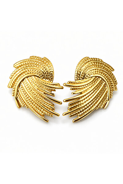 luxury steel Gold renk Çelik Küpe