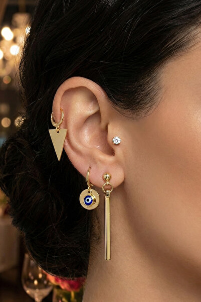 Duke Nickle أقراط نسائية مطرزة بعين الشر مكونة من 4 قطع Dbkp2069