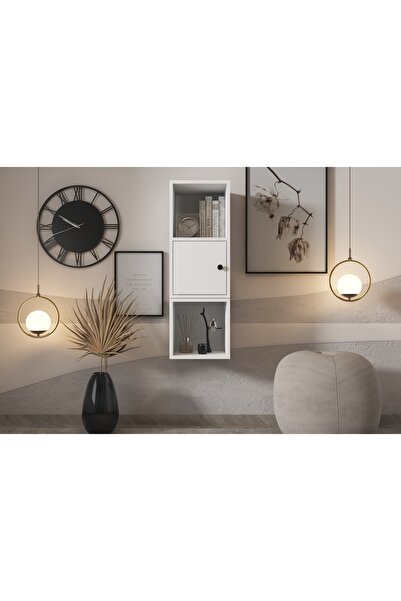 Nettrends Kitaplikli Kapakli Duvar Rafi Beyaz 35 Cm Dvr-1076-ç