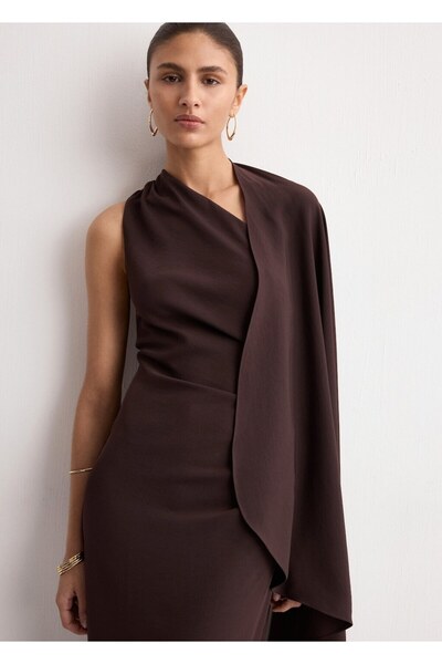 MANGO Woman Şal detaylı asimetrik elbise