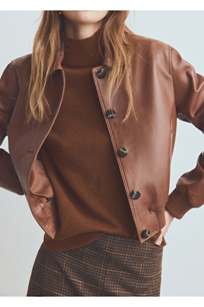 MANGO Woman Perkins yaka düğmeli manşetli kazak