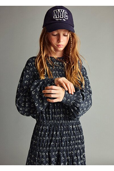 MANGO Kids Çiçekli balon kollu elbise