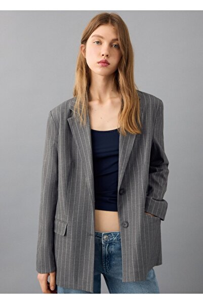 Mango Teen Çizgili kumaş blazer ceket