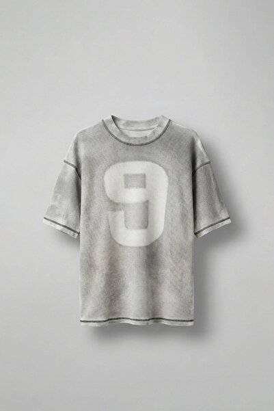 ablukaonline Ανδρικό μπλουζάκι με λεπτομέρεια ραφής από ύφασμα βάφλα Oversize...