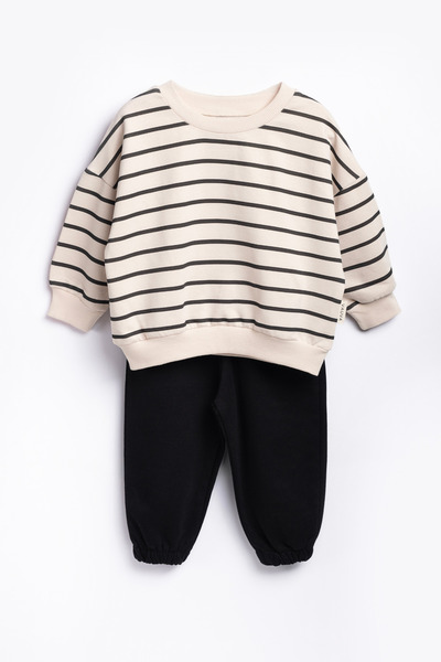 Vauva Çocuk Takım Kız Erkek Bebek Çocuk Uzun Kollu Çizgili Mevsimlik Takım