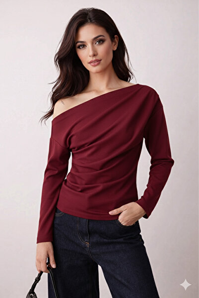 peri tower منتج جديد بلوزة بأكمام طويلة من قماش الكريب المحبوك بتفاصيل متدلية...