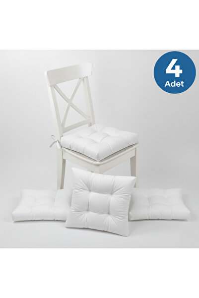 ALTINPAMUK Σετ 4 χρυσά λευκά αφράτα μαξιλάρια καρέκλας Ειδικά ραμμένα κορδόνι...