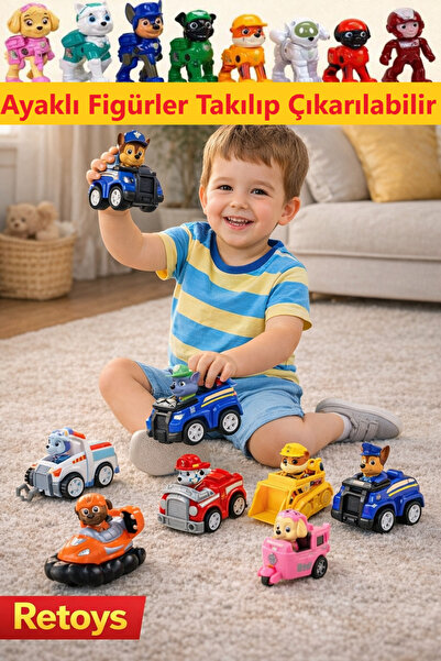 Realx Paw Patrol 9'lu Ayaklı Takılıp Çıkarılabilir Figür Karakter Oyuncak Set...