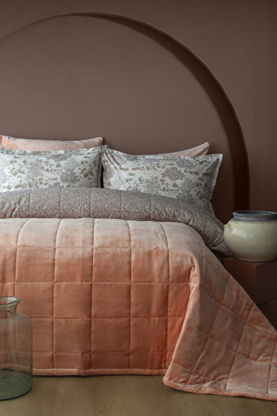 BED LİNE Wellsoft Kapitone Yatak Örtüsü Seti Tek Kişilik Soria Somon