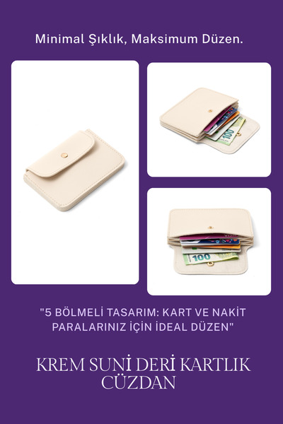 macsoo Cream Faux Leather Multi-Compartment Women's Card Holder Wallet - Func...