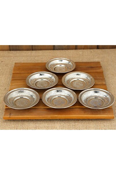 Özsultan Bakır İşlemeli Çay Tabağı - 6 lı