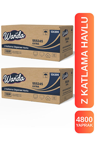 Wanda soft Z Katlama Kağıt Havlu Extra 21x21 cm | 24 Paket x 200 Yaprak | Day...