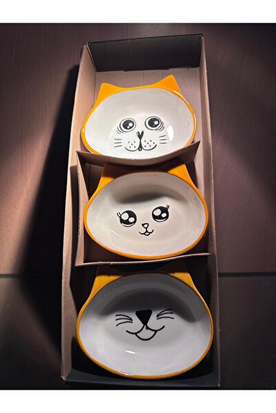 KH Kedi Maması Tabak Kase 3 tane bir arada Set Hediye Parti