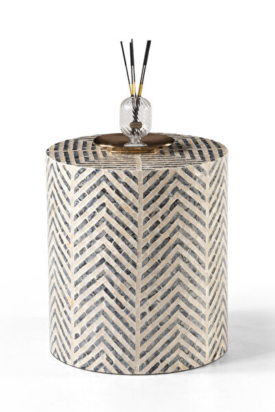 Lisso Aveline Yan Sehpa/Tabure El İşçiliği Organik Deniz Kabuğu 40x40 H:45