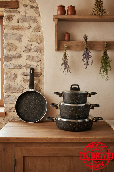 Bernardo Vormi 7 Piece Cookware Set Black (Made in Turkey)