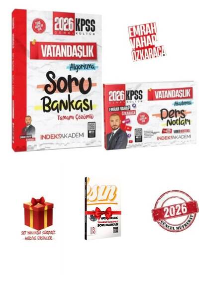 İndeks Akademi 2026 KPSS Emrah Vahap Özkaraca Vatandaşlık Soru Bankası+Ders N...