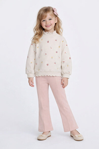 LC Waikiki Lcw Baby Floral Print Sweatshirt and Sweatpants for Girl - Set of 2