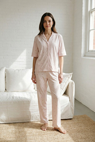 Espuar 773 Жіночий піжамний комплект з коротким рукавом, з квіточним візерунк...