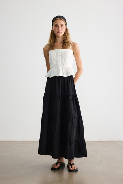 BE BLUE Black Muslin Skirt