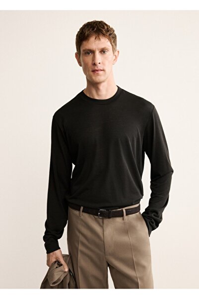 MANGO Man Slim fit yün karışımlı tişört